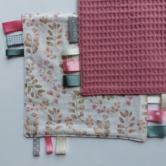 Labeldoekje takjes mauve met oud-roze
